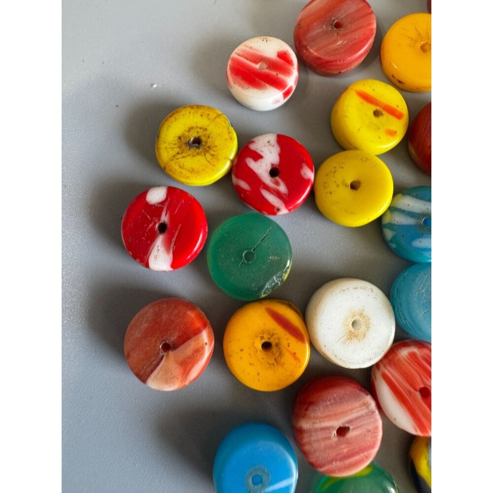 Vintage African Trade Beads Lot Disc Spacers Multicolor Mixed Materials 10-20mm - Picture 5 of 10